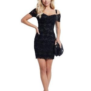 NEW Sexy Shoulder Revealing Lace Bodice Dress